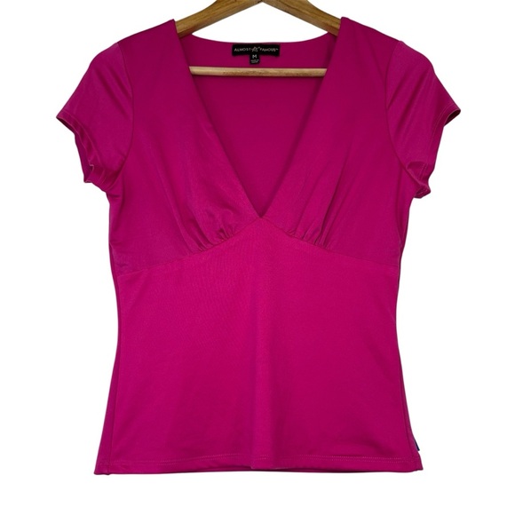 Almost Famous Tops - Almost Famous Barbiecore Fuchsia V-Neck Blouse